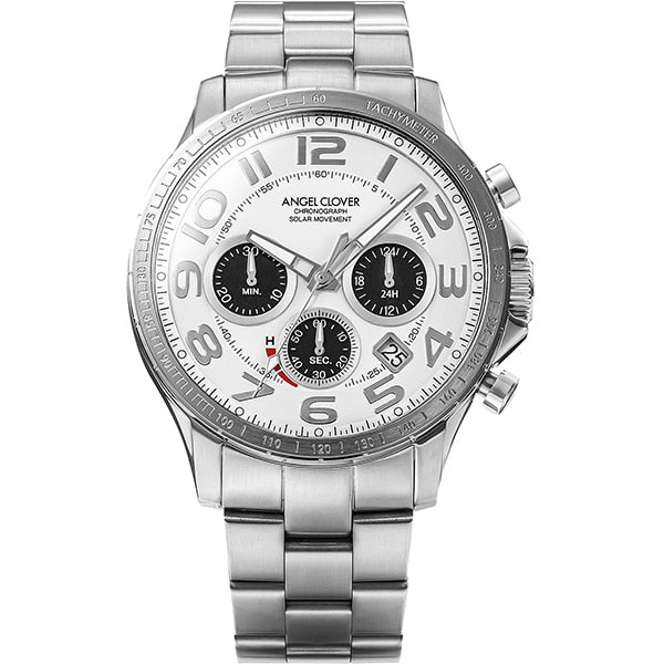 ANGEL CLOVER NTCS44SSWH Elegant Solar Powered Watch with Durable