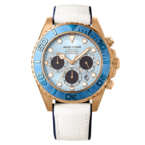 ANGEL CLOVER TCD45PBU WH Solar Chronograph Diver Watch with