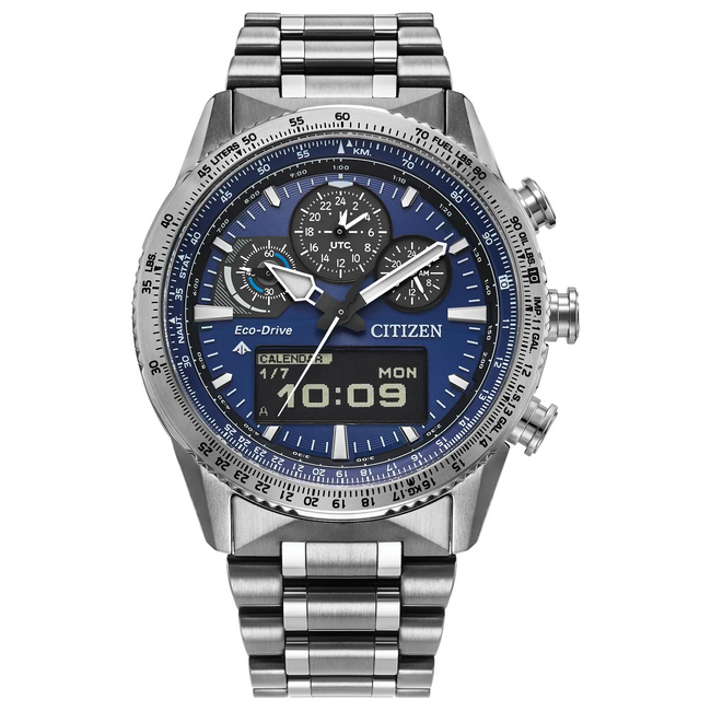 Montre Citizen Promaster Sky Pilot JV2000-51L - Eco-Drive (alimentée Par La Lumière), 20 ATM, Cadran Bleu, Fonctions Avancées Pour Pilotes & Aventuriers - 1