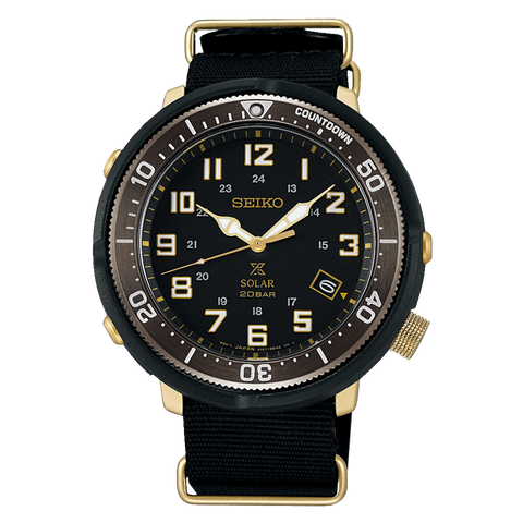 SEIKO PROSPEX SBDJ028 Solar Quartz Dark Brown Black Resin Stainless Nylon Men's watch