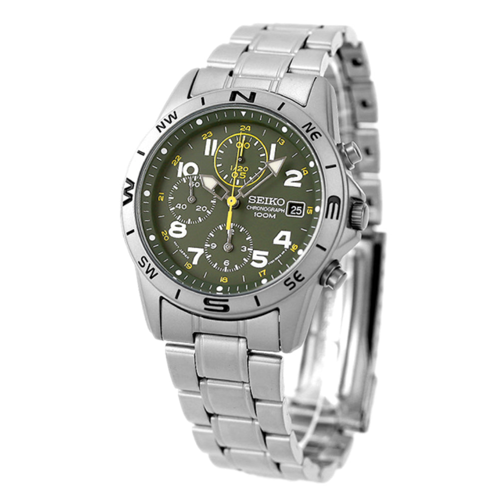 SEIKO CHRONOGRAPH 7T92-0DX0 SND377P1 Green Qz 100M From JAPAN X957