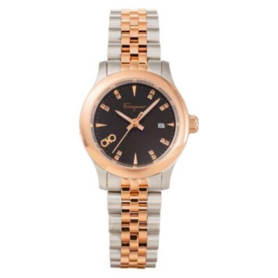 SALVATORE FERRAGAMO SFFK00419 DUO 2 Year Warranty Brown Leather