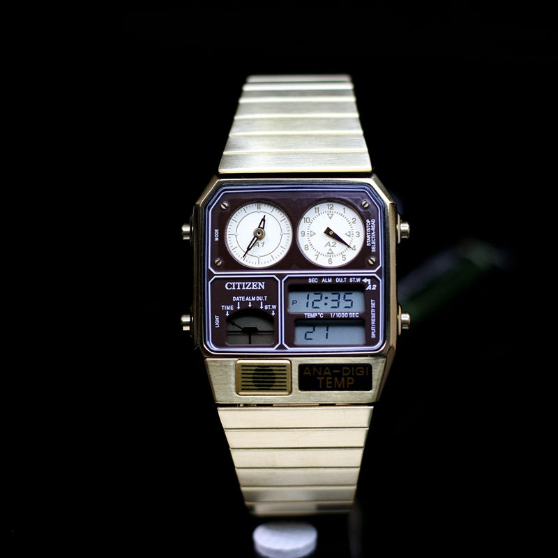 CITIZEN ANA-DIGI TEMP Reproduction Model Watch Gold JG2103-72X Japan m