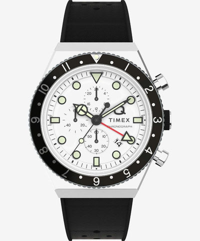 TIMEX Q TIMEX TW2V70100 3-Time Zone Chronograph White Dial Quartz Unisex Watch
