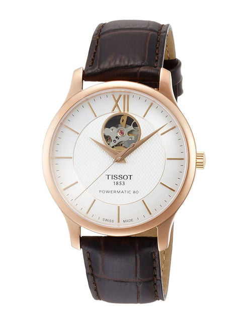 TISSOT T0639073603800 Watch - Tradition AT SI PGPVD Calf Leather Watch - Swiss Made, Elegant Design
