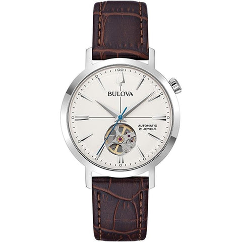 BULOVA Men's CLASSIC Aerojet with Calf Leather Band, Authentic with 3 Year Warranty 96A318