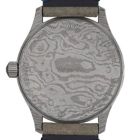 Sinn 1800.TITANDAMASZENER Limited Edition Titanium Damascus Watch with Unique Patterned Case and Dial