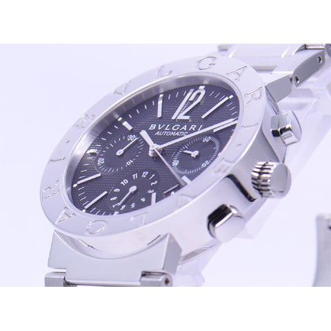 BVLGARI BB38BSSDCH/N Men's Black Automatic Chronograph Stainless Steel Watch with 2 Year Warranty