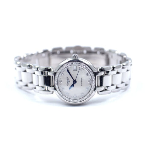 Longines L8.111.0.87.6 Primaluna Automatic Ladies Watch with Elegant Mother of Pearl Dial and Diamond Accents for Timeless Style