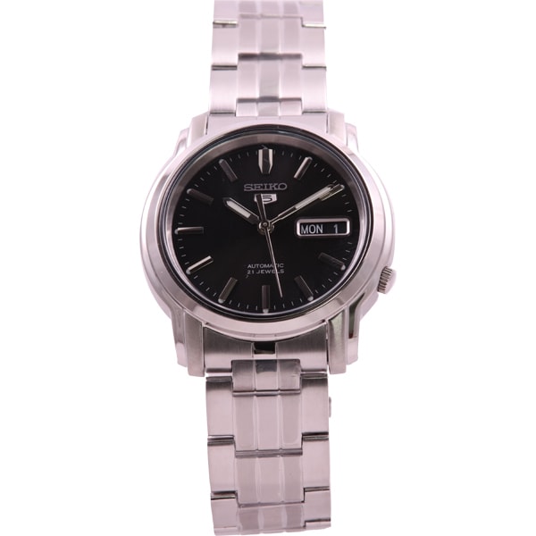 SEIKO SNKK71K1 Watch - Men's 5 Automatic Movement Black Dial Stainless Steel Bracelet Watch Water Resistant Classic Design