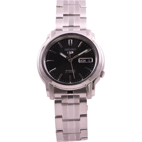 SEIKO SNKK71K1 Watch - Men's 5 Automatic Movement Black Dial Stainless Steel Bracelet Watch Water Resistant Classic Design