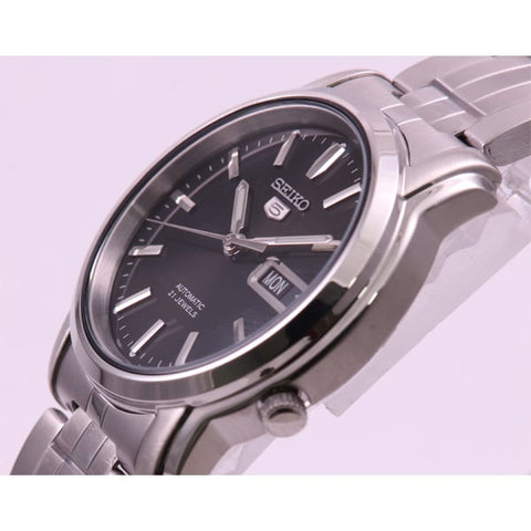 SEIKO SNKK71K1 Watch - Men's 5 Automatic Movement Black Dial Stainless Steel Bracelet Watch Water Resistant Classic Design (I