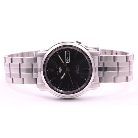 SEIKO SNKK71K1 Watch - Men's 5 Automatic Movement Black Dial Stainless Steel Bracelet Watch Water Resistant Classic Design (I