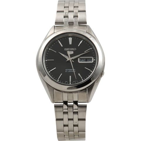 SEIKO SNKL23K1 Watch - Men's 5 Automatic Movement Black Dial Stainless Steel Bracelet Watch Water Resistant Classic Design