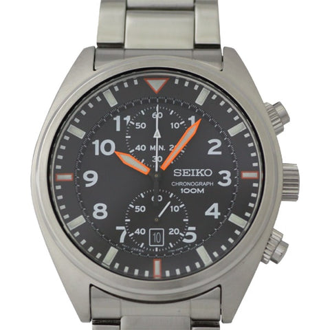 SEIKO SNN235P1 Watch - Chronograph Stainless Steel 10BAR Water Resistant Black Dial Men's Watch