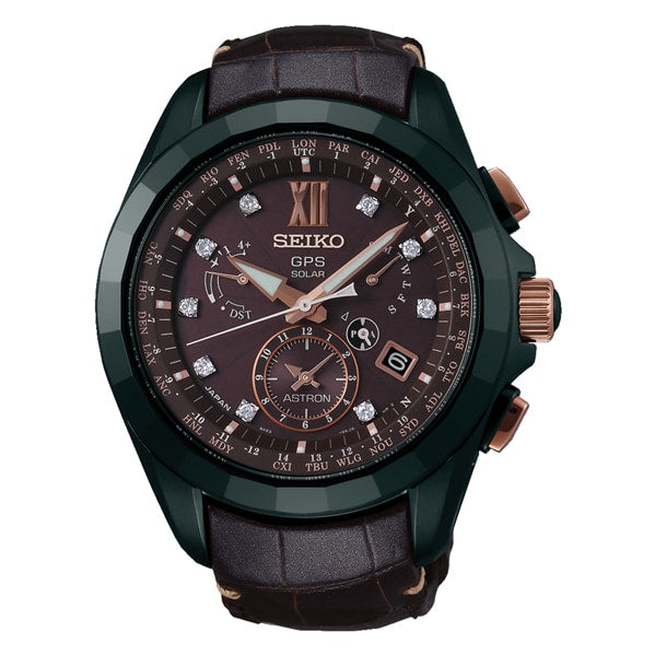 SEIKO SBXB083 Watch - Men's Astron Solar GPS Satellite Watch with Diamond Accents Limited Edition Precision Timekeeping
