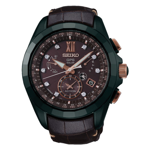 SEIKO SBXB083 Watch - Men's Astron Solar GPS Satellite Watch with Diamond Accents Limited Edition Precision Timekeeping