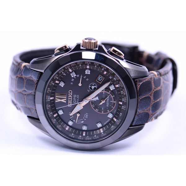 SEIKO SBXB083 Watch - Men's Astron Solar GPS Satellite Watch with Diamond Accents Limited Edition Precision Timekeeping (Imag