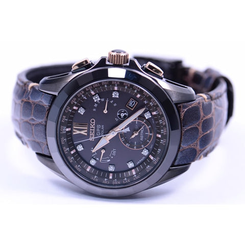 SEIKO SBXB083 Watch - Men's Astron Solar GPS Satellite Watch with Diamond Accents Limited Edition Precision Timekeeping (Imag