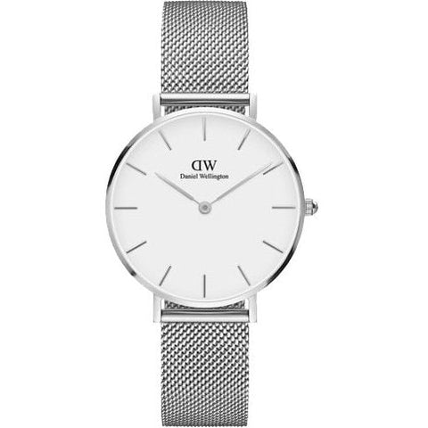 Daniel Wellington DW00100164 Elegant Petite Sterling Silver 32mm White Minimalist Design 2-Year Warranty