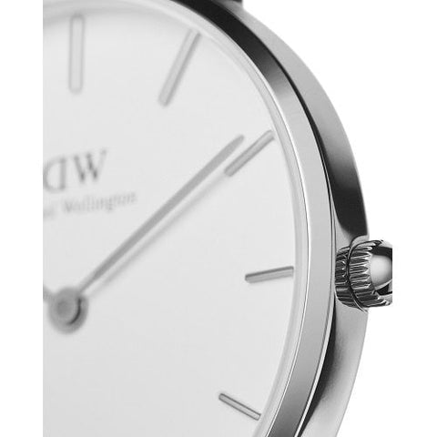 Daniel Wellington DW00100164 Elegant Petite Sterling Silver 32mm White Minimalist Design 2-Year Warranty