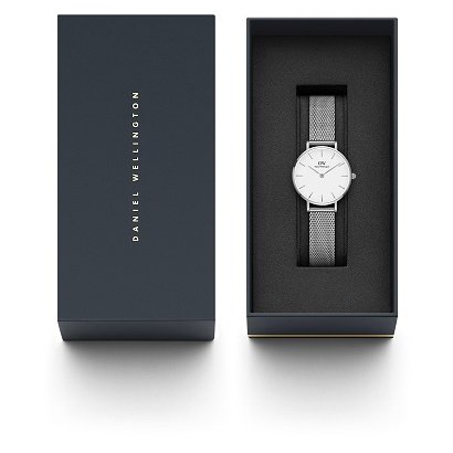Daniel Wellington DW00100220 Watch - Daniel Wellington PETITE STERLING 28mm Silver Watch - Elegant Timepiece for Women (Image