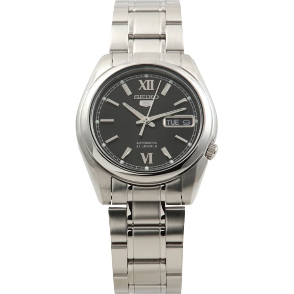 SEIKO SNKL55K1 Watch - Automatic Movement Black Dial Stainless Steel Bracelet Men's Watch Classic Design Water Resistant