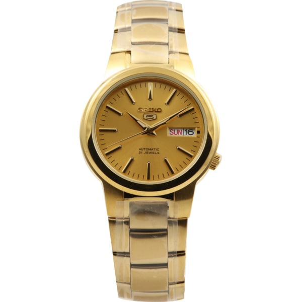 SEIKO SNKA10K1 Watch - 5 Automatic Movement Stainless Steel Bracelet Gold Tone Classic Men's Watch