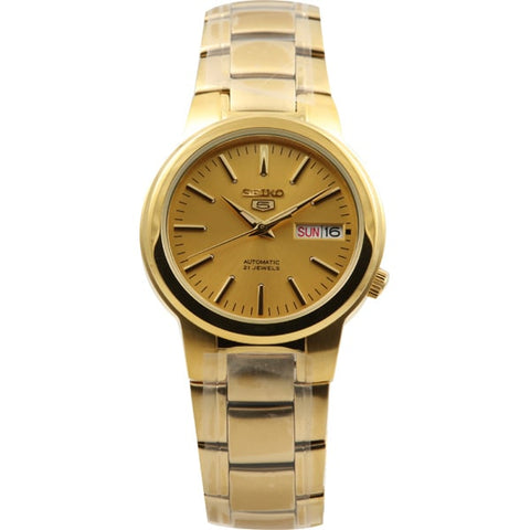 SEIKO SNKA10K1 Watch - 5 Automatic Movement Stainless Steel Bracelet Gold Tone Classic Men's Watch