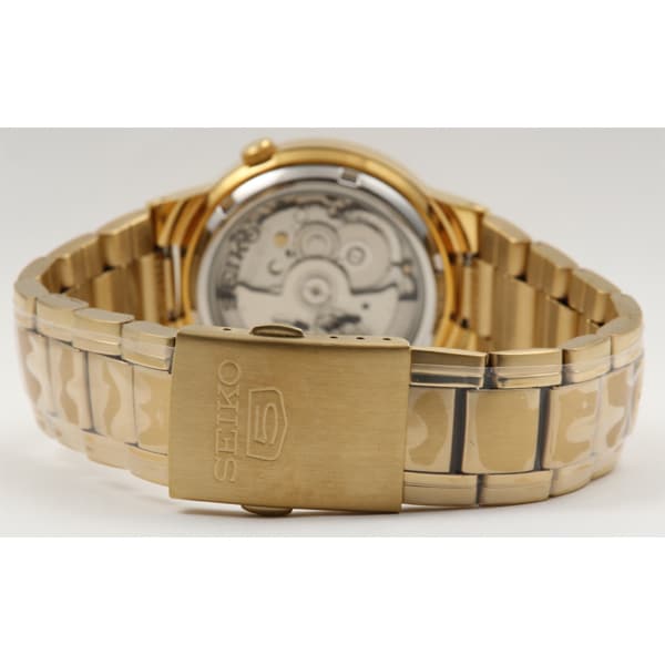 SEIKO SNKA10K1 Watch - 5 Automatic Movement Stainless Steel Bracelet Gold Tone Classic Men's Watch (Image 5)