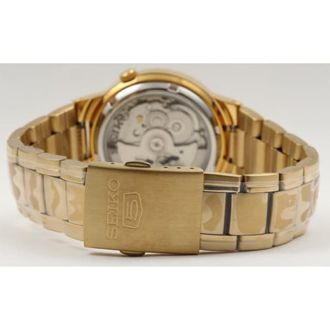 SEIKO SNKA10K1 Watch - 5 Automatic Movement Stainless Steel Bracelet Gold Tone Classic Men's Watch (Image 5)