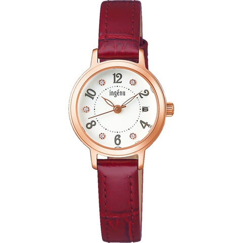 ALBA AHJK446 【Quartz Watch】 Angéline ALBA (INGENU) White/Wine Red - Stylish Timepiece for Every Occasion