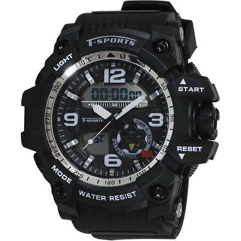 CLEVER TS AD095 BK Men's Ana Digi Watch with Water Resistance, LED Backlight, Durable Design and Stylish Black Finish