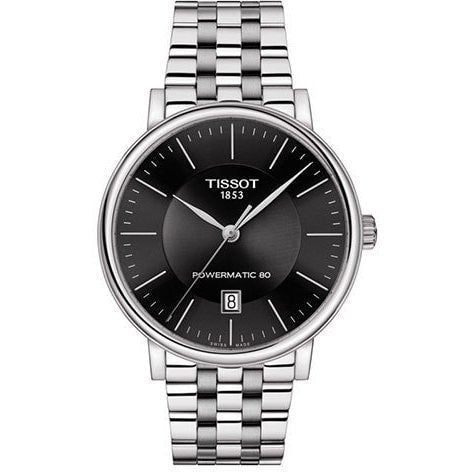 TISSOT T122.407.11.051.00 Watch - CARSON Automatic Black Dial Stainless Steel Bracelet Watch