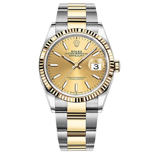 ROLEX 126233 Watch - ROLEX Datejust 36mm Gold Fluted 5-Link - Luxury Swiss Watch for Men