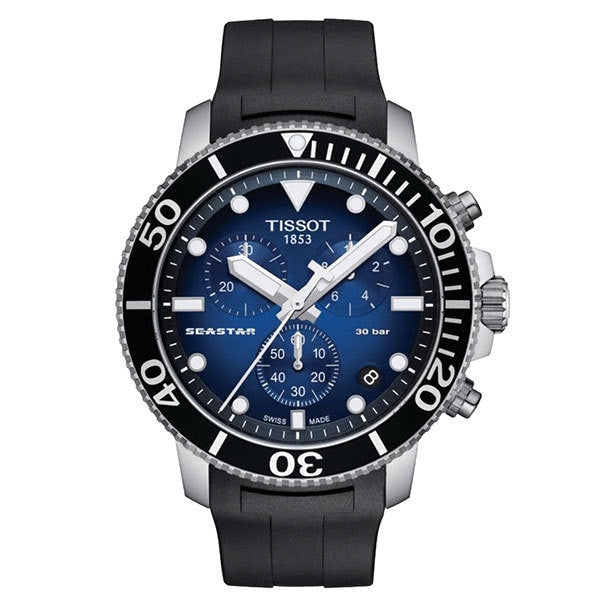 TISSOT T120.417.17.041.00 Watch - SEASTAR Chrono QT BL Rubber - Stylish Dive Watch with Chronograph Function