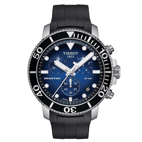 TISSOT T120.417.17.041.00 Watch - SEASTAR Chrono QT BL Rubber - Stylish Dive Watch with Chronograph Function