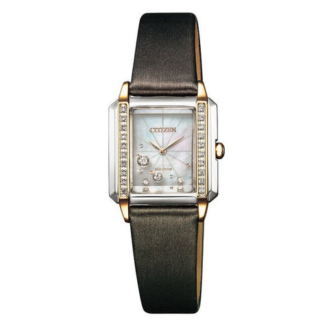 CITIZEN EG7068 16D Eco Drive Ladies Watch with Diamond Accents and Elegant Square Case for Timeless Style and Sustainability