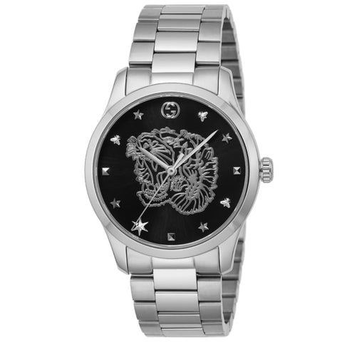 GUCCI YA1264125 Men's G Timeless Watch with Black Dial, Stainless