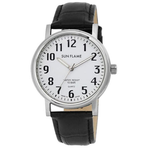 Sun Flame MJG-F79-W Stylish Men's Watch - Japanese Quartz Movement - Water Resistant - Durable Stainless Steel Band -