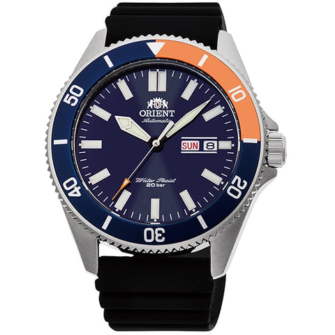 ORIENT RN AA0916L Men's Dive Style Watch with Durable Silicone Band, Water Resistant Design, and Bold Analog Display for Adventurous Style