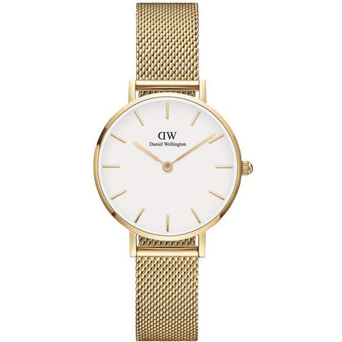 Daniel Wellington DW00100350 Petite Evergold Gold 28mm White Genuine Leather Strap Elegant Design 2-Year Warranty