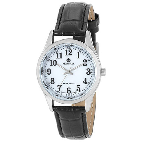 Sun Flame MRM104-BK Solar Powered Watch Leather Strap Eco-Friendly Design Water Resistant Stylish and Durable