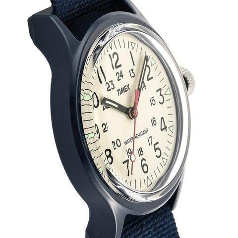 TIMEX TW2U84200 Camper MK1 Original Nylon Belt Watch in Ivory and Navy with Unisex Design and 1 Year Warranty