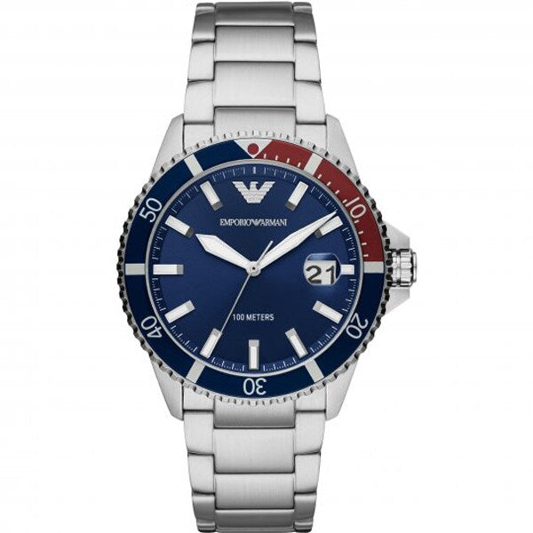 EMPORIO ARMANI AR11339 Watch - Emporio Armani Diver Watch 42mm - Navy Blue Dial, Stainless Steel Case, Water Resistant