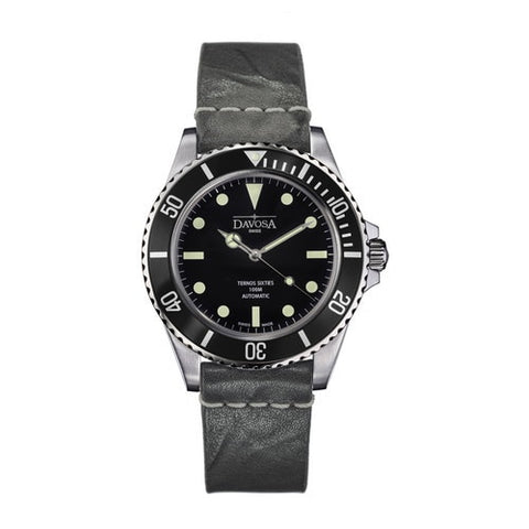 DAVOSA 161.525.55 Watch - DAVOSA Ternos Sixties Aluminum Bezel Automatic Watch Black - Genuine Product, Stylish Timepiece