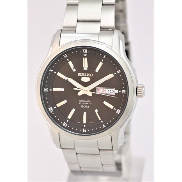 SEIKO SNKP11K1 Watch - 5 Automatic Men's Black Dial Metal Band Water Resistant Classic Design Watch