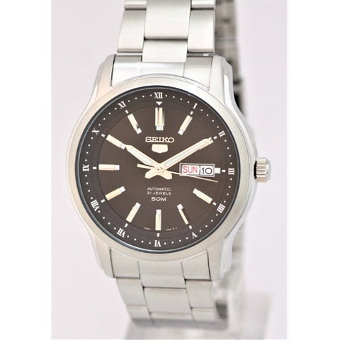 SEIKO SNKP11K1 Watch - 5 Automatic Men's Black Dial Metal Band Water Resistant Classic Design Watch