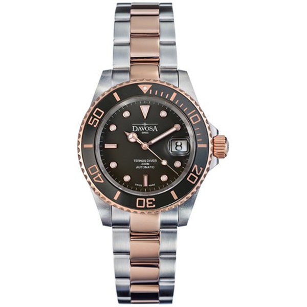 DAVOSA 161.555.65 Watch - Men's Watch with Metal Bracelet and Ceramic Bezel Water Resistant Classic Design