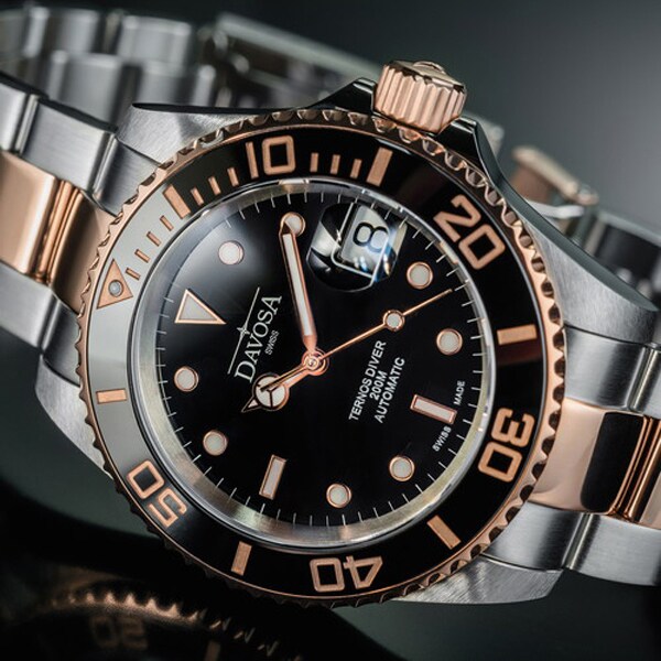 DAVOSA 161.555.65 Watch - Men's Watch with Metal Bracelet and Ceramic Bezel Water Resistant Classic Design (Image 2)